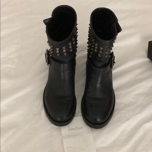 Valentino Rockstud Leather Biker Boots